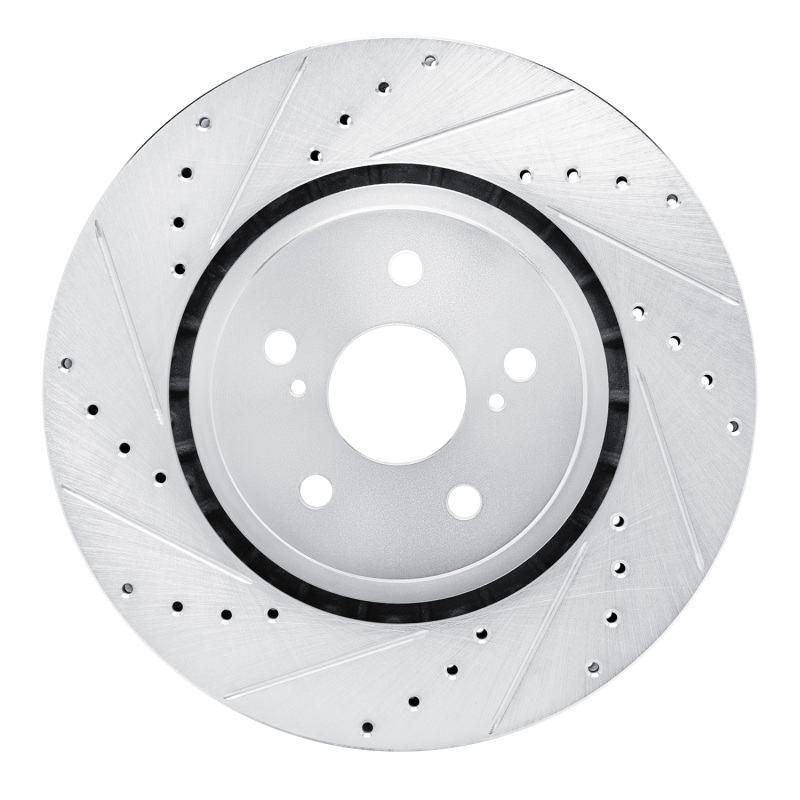 Toyota Sienna Brake Rotor (1) - Front Left - R1 Concepts - Drilled & Slotted - Silver - `21-`25